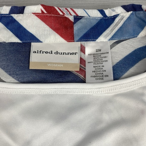 Alfred Dunner Button Up Blouse Women's 22W Red White & Blue 3/4 Sleeve NWT - Picture 9 of 15